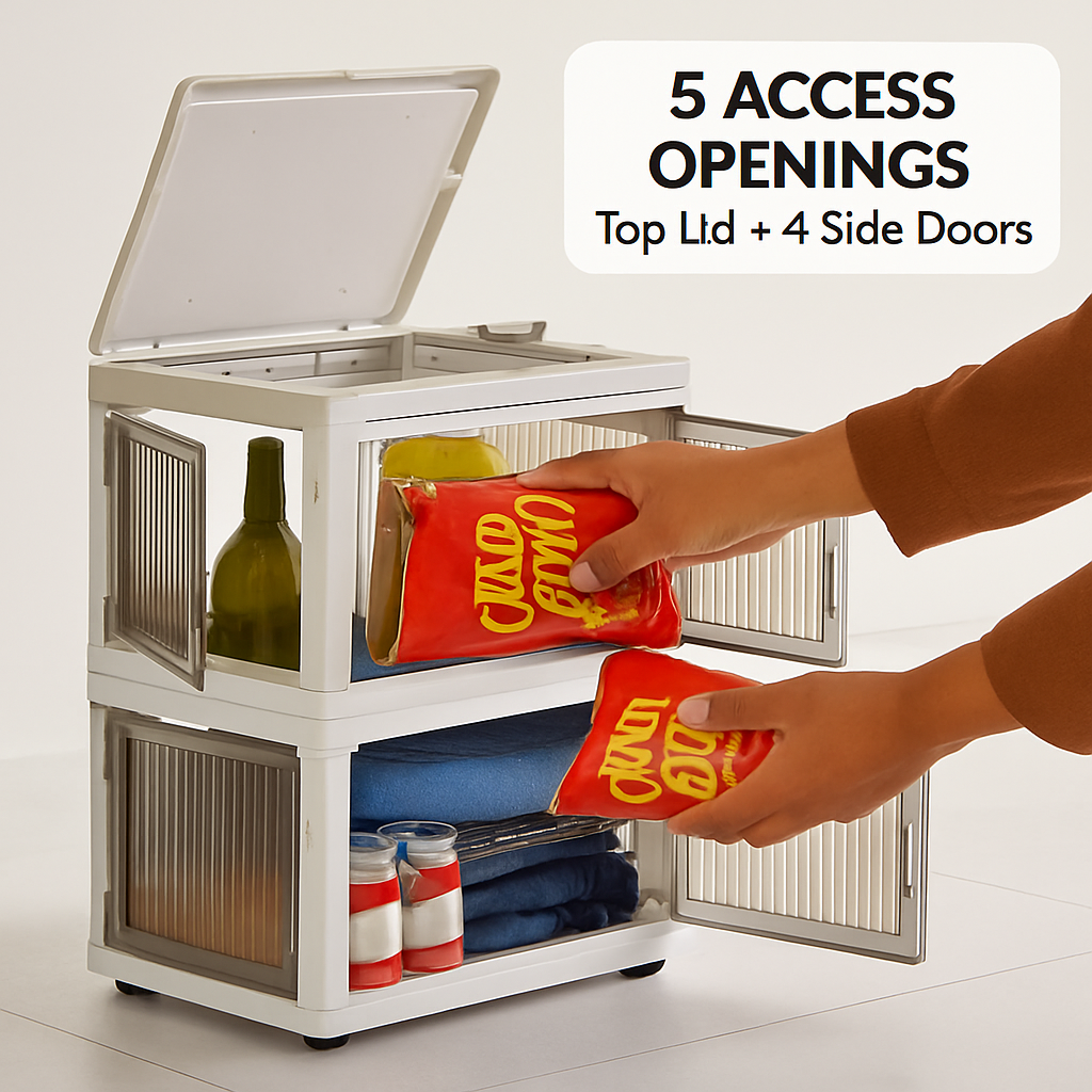 Foldable Storage Bins with Lid, 3-Piece Set