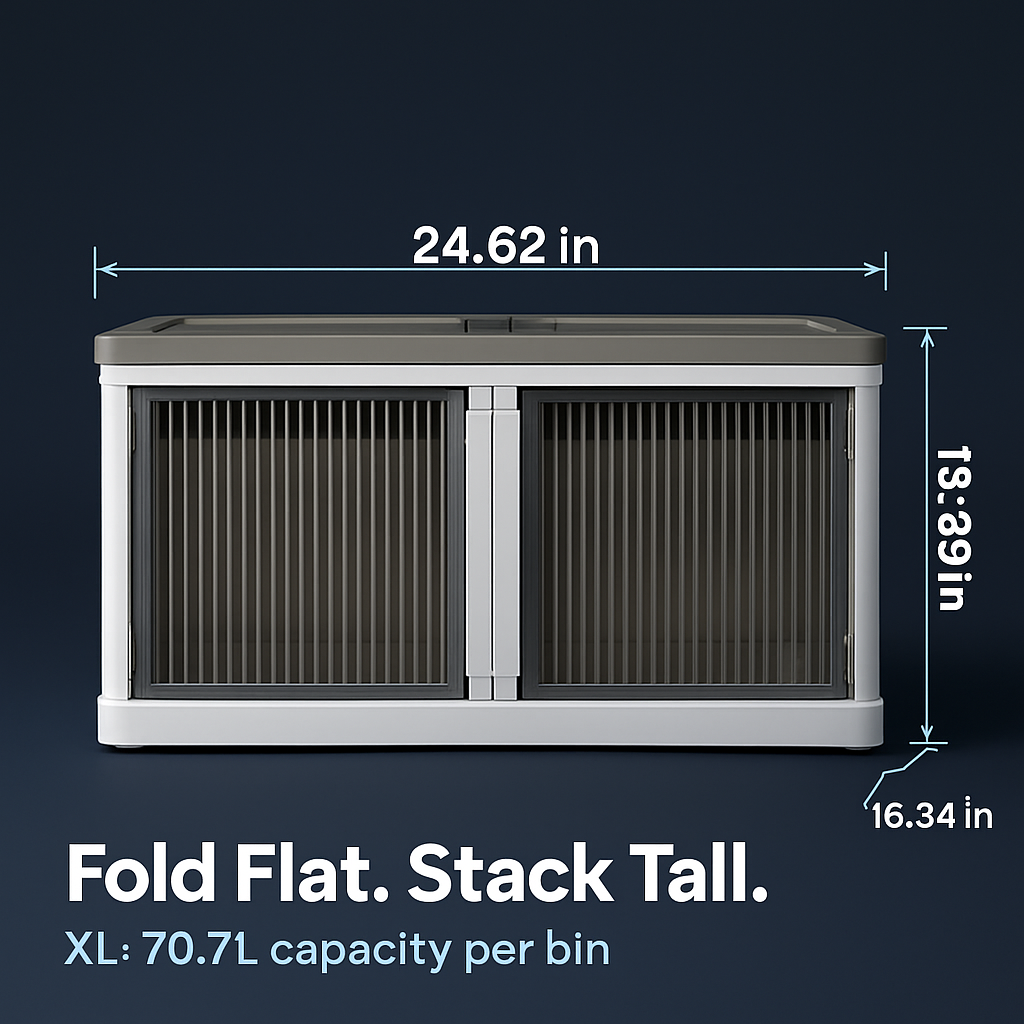 Foldable Storage Bins with Lid, 3-Piece Set