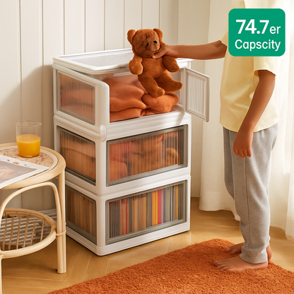 Foldable Storage Bins with Lid, 3-Piece Set