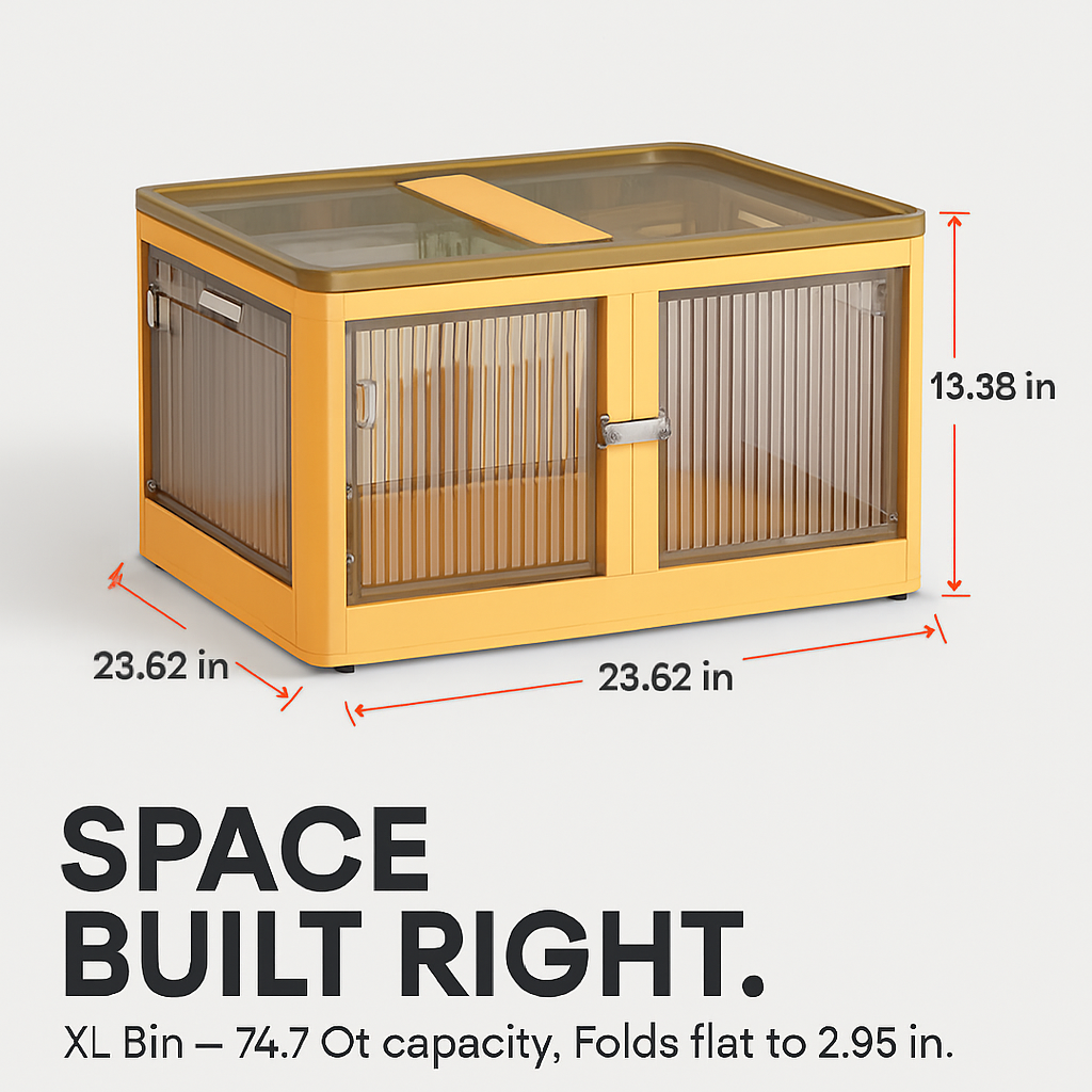 Foldable Storage Bins with Lid, 3-Piece Set
