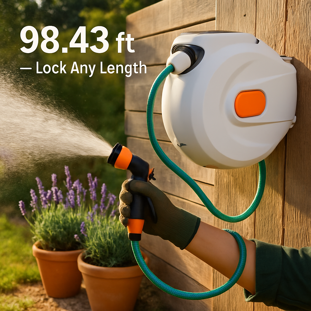 Retractable Garden Hose Reel with 180° Swivel Bracket