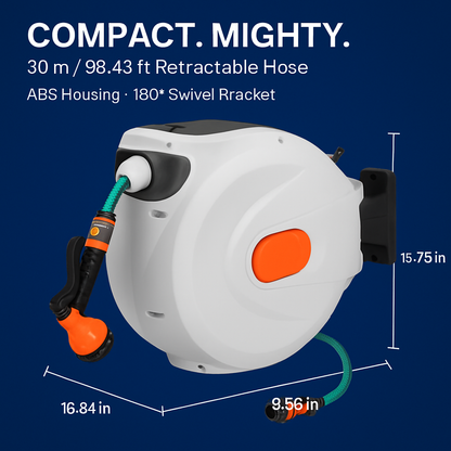Retractable Garden Hose Reel with 180° Swivel Bracket