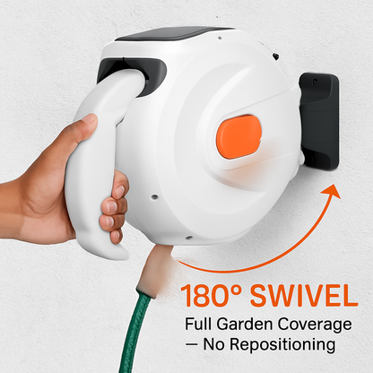 Retractable Garden Hose Reel with 180° Swivel Bracket
