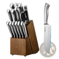 Kitchen Knife Set With Block And Sharpener, 15 Piece German High Carbon Stainless Steel  Sharp Knife Set, Kitchen Cutlery With Ergonomic Handle, Sharpening Rod And Wooden Block, For Home Cooks