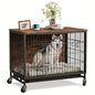 Large Heavy-Duty MDF & Wood Dog Crate Furniture - Double Door Kennel End Table with Removable Tray, Adjustable Divider &, Chew-Resistant Puppy Cage for Indoor/Outdoor Use, Multi-Size Dog House for Large Breeds (Golden Accent