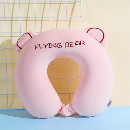Memory Foam U-Shaped Pillow Slow Rebound Neck Pillow Nap Airplane Pillow Travel Cartoon Memory U-Shaped Headrest Long Trip Memory Foam Pillow with Snap U-Shaped Airplane Car Flight Head Neck Support Pillow with Washable Cover