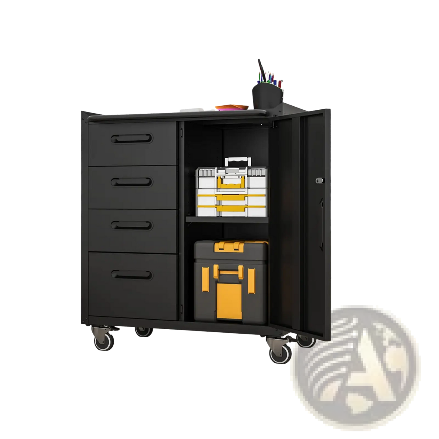 Metal Tool Storage Cabinet with 4 Drawers and Wheels