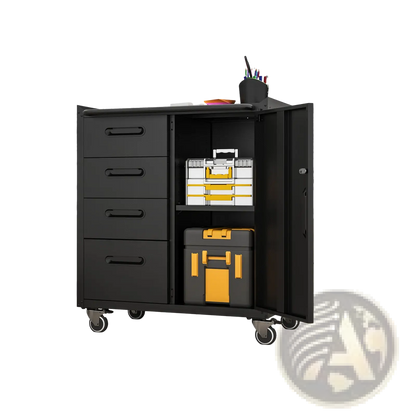 Metal Tool Storage Cabinet with 4 Drawers and Wheels