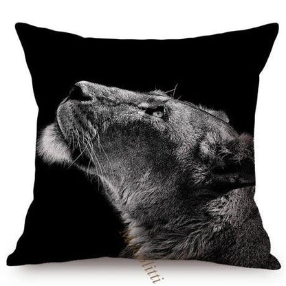 Modern Black And White Animals Portrait Photography Of Lion Zebra Elephant Tiger Pattern Sofa Pillow Cover Home Decor Square Cushions Cover 45x45cm