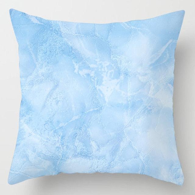 Modern Simple Blue Geometric Pillow Cover Home Sofa Decorative Blue Sea Texture Cotton Linen Cushion Home Decorative Pillow Case 45x45cm