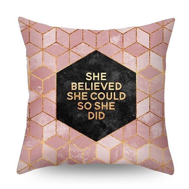 Nordic Style Pillow Covers Plant Letter Flower Geometric Sofa Cushion cover Headrest Pink Party Decorations Gift For Kids Geometric Decorative Throw Pillow Covers Square Cotton Cushion Covers Outdoor Sofa Home Pillow Covers