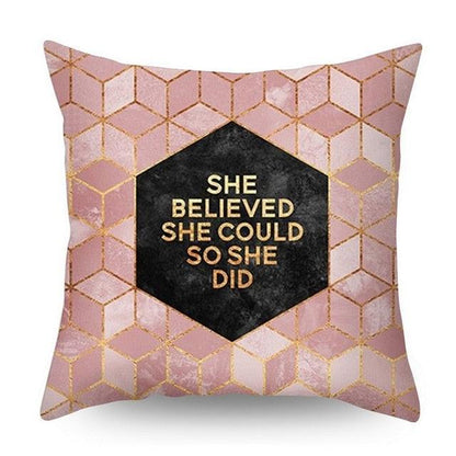 Nordic Style Pillow Covers Plant Letter Flower Geometric Sofa Cushion cover Headrest Pink Party Decorations Gift For Kids Geometric Decorative Throw Pillow Covers Square Cotton Cushion Covers Outdoor Sofa Home Pillow Covers