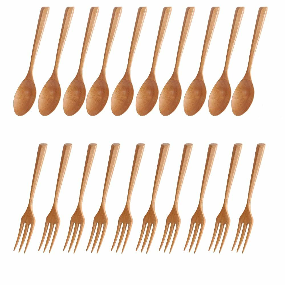 Chen Mi 20 Pc Wooden Spoon Fork Set Japanese Style Reusable Cutlery