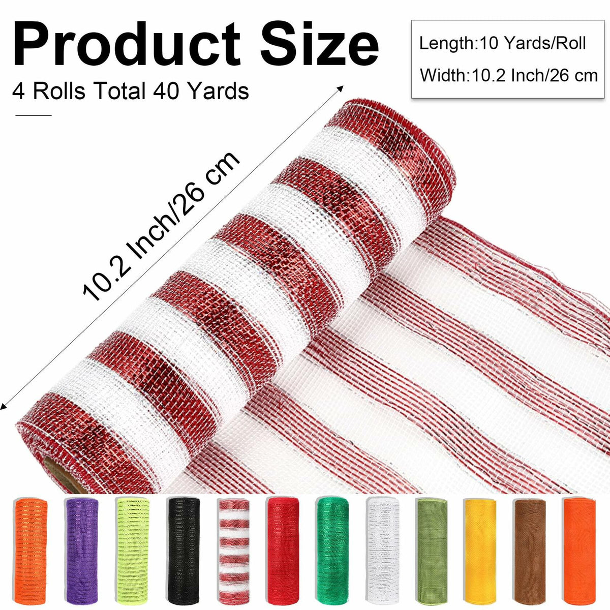 Funactu Metallic Mesh Ribbon 10in x 30ft Red Foil Christmas Decor
