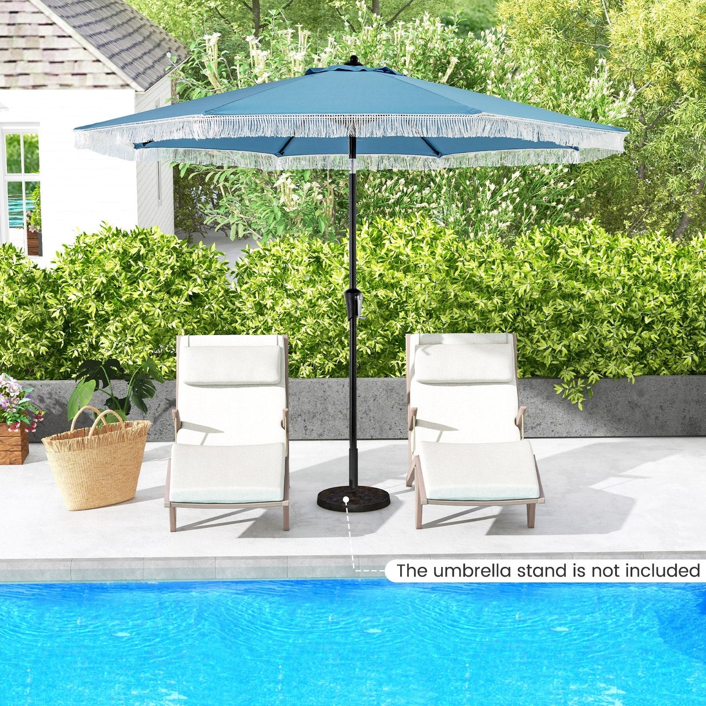 9 FT Patio Umbrella with Sun-Protective Canopy for Patio Garden Pool