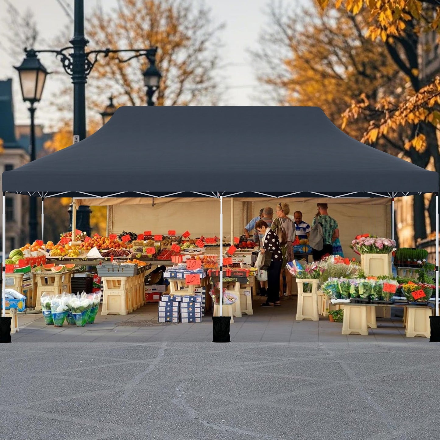 10 X 20 FT Pop up Canopy Tent Foldable Portable Outdoor Gazebo with Carry Bag-Blue