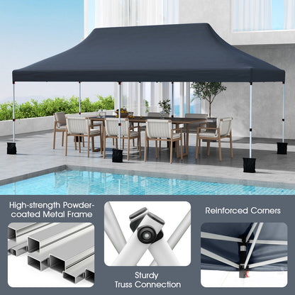 10 X 20 FT Pop up Canopy Tent Foldable Portable Outdoor Gazebo with Carry Bag-Blue
