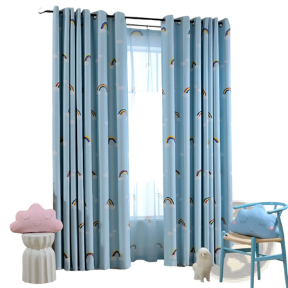 Rainbow Blackout and Sheer Curtains for Kids Room