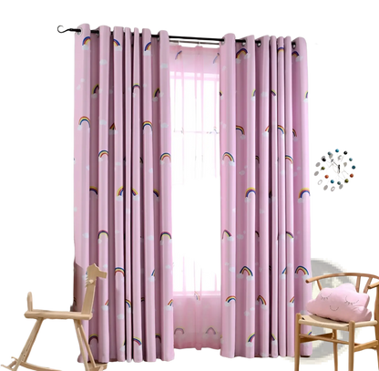 Rainbow Blackout and Sheer Curtains for Kids Room