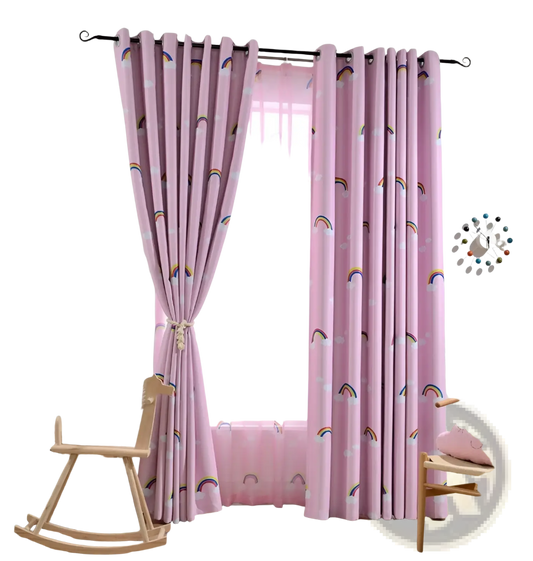 Rainbow Blackout and Sheer Curtains for Kids Room