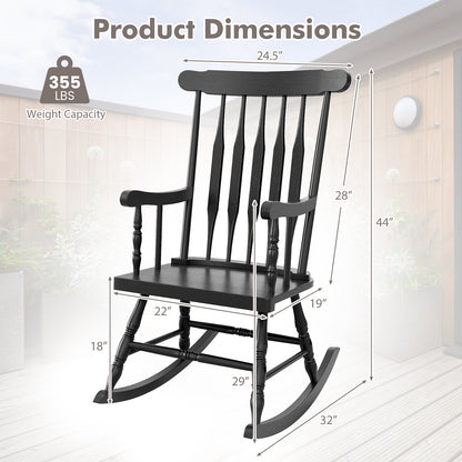 Rocking Chair with Solid Wooden Frame for Garden and Patio