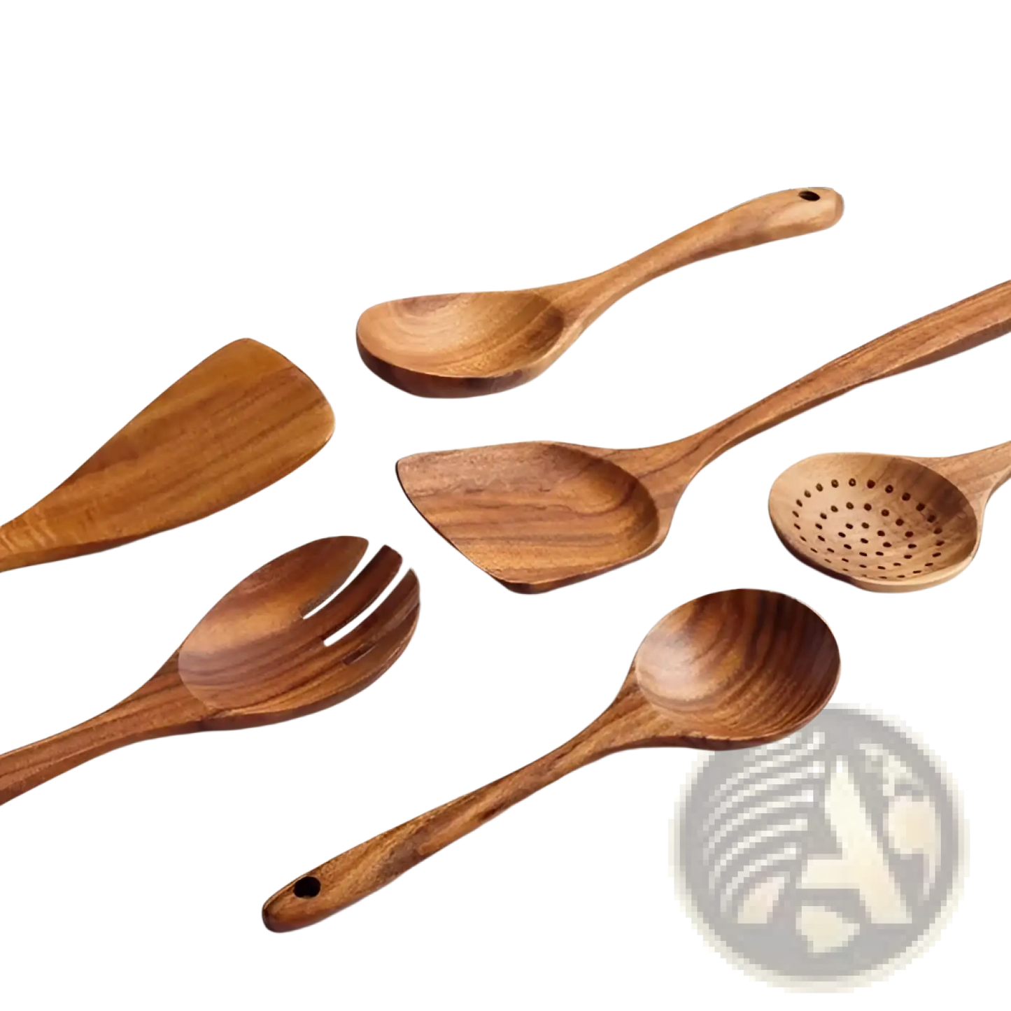 Teak Wooden Cooking Spoon Set 6 Piece Utensils
