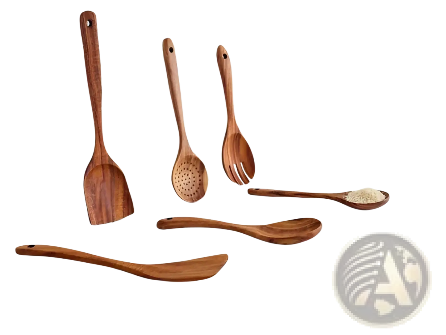 Teak Wooden Cooking Spoon Set 6 Piece Utensils
