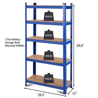 29.5 x 59 Inch Adjustable 5-layer 2000 lbs Capacity Tool Shelf-Blue