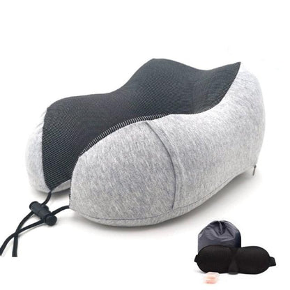 U-Shape Travel Pillow Pure Memory Foam Neck Pillow for Airplane Office Nap Cervical Pillows Flight Sleeping Head Neck Support Memory Cotton Neck Pillow Cervical Vertebra Travel Portable Noon Break Aircraft Neck Pillow For Traveling