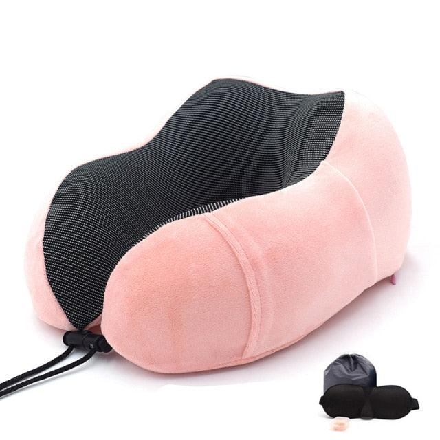 U-Shape Travel Pillow Pure Memory Foam Neck Pillow for Airplane Office Nap Cervical Pillows Flight Sleeping Head Neck Support Memory Cotton Neck Pillow Cervical Vertebra Travel Portable Noon Break Aircraft Neck Pillow For Traveling