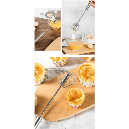 Unique Design Semi-automatic Egg Beater 304 Stainless Steel Egg Whisk Manual Hand Mixer Self Turning Egg Stirrer Kitchen Accessories Egg Tools