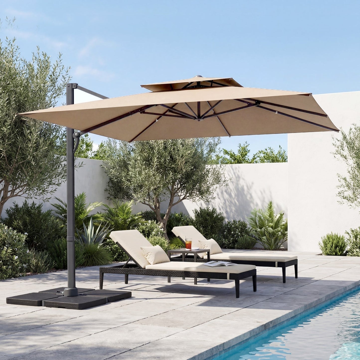 10 FT Cantilever Patio Umbrella with 220 LBS Base