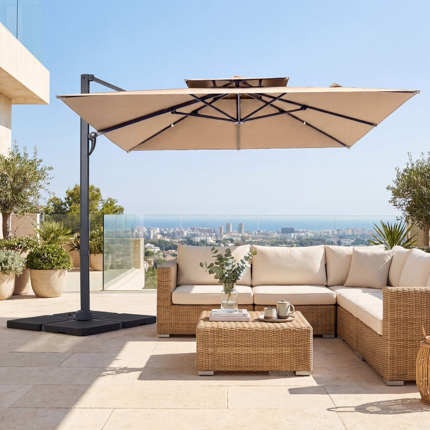 10 FT Cantilever Patio Umbrella with 220 LBS Base