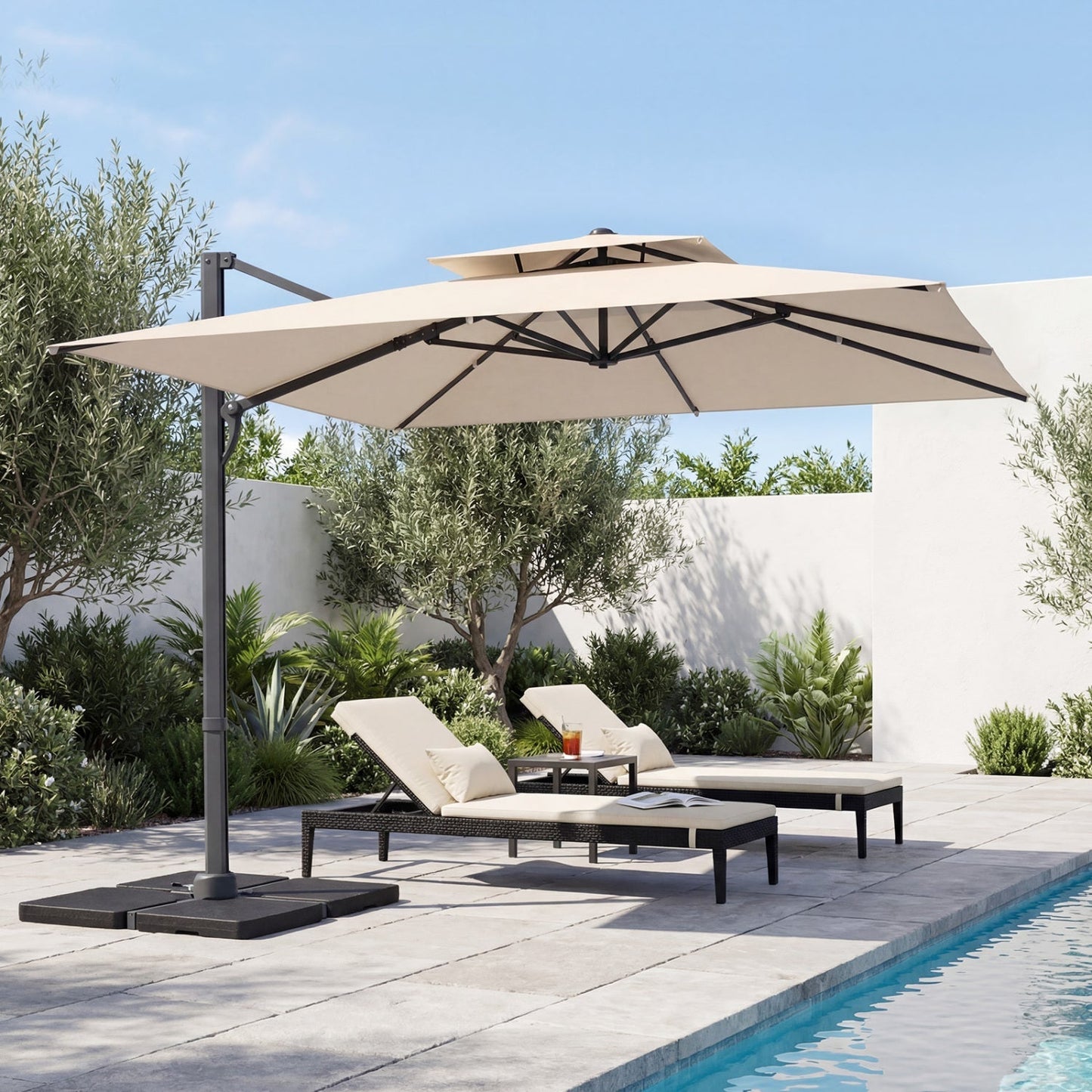 10 FT Cantilever Patio Umbrella with 220 LBS Base