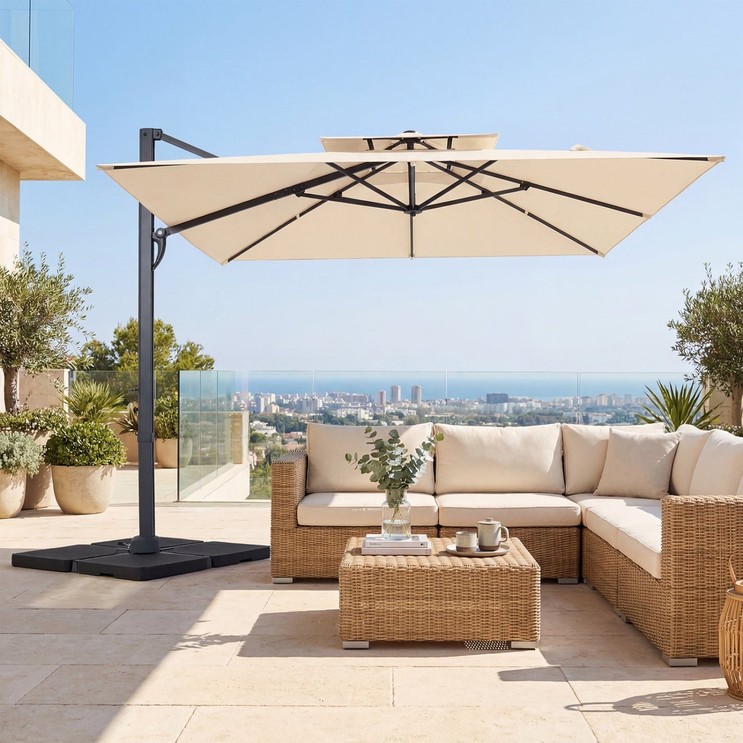 10 FT Cantilever Patio Umbrella with 220 LBS Base