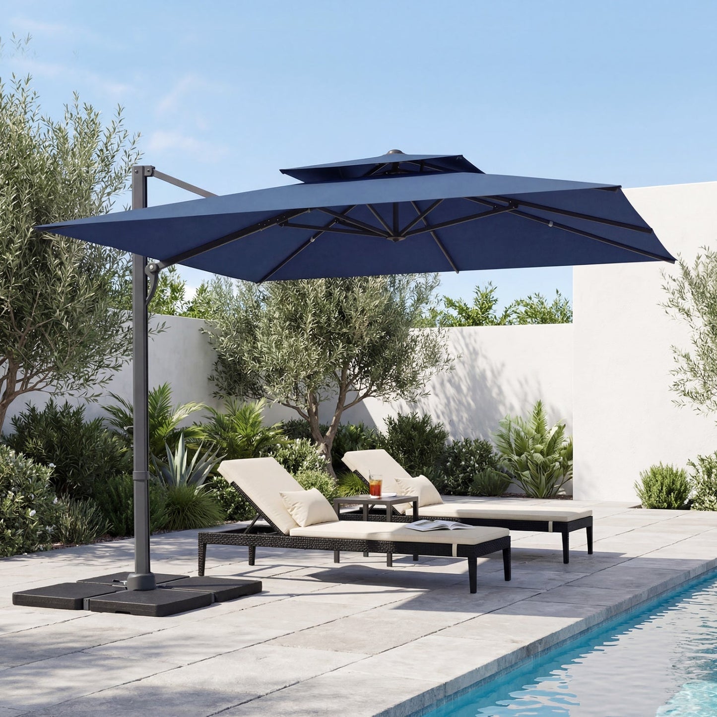 10 FT Cantilever Patio Umbrella with 220 LBS Base