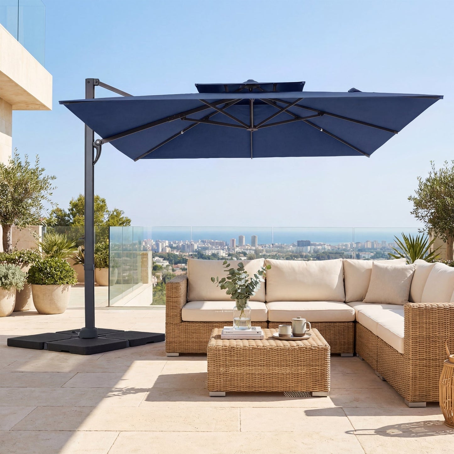 10 FT Cantilever Patio Umbrella with 220 LBS Base