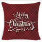Winter Merry Christmas Cushion Cover Red Christmas Santa Claus Greeting Christmas Pillow Covers Red Plaid Pillow Covers Christmas Tree Snowflakes Text Pillow Cover