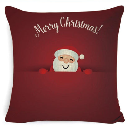 Winter Merry Christmas Cushion Cover Red Christmas Santa Claus Greeting Christmas Pillow Covers Red Plaid Pillow Covers Christmas Tree Snowflakes Text Pillow Cover
